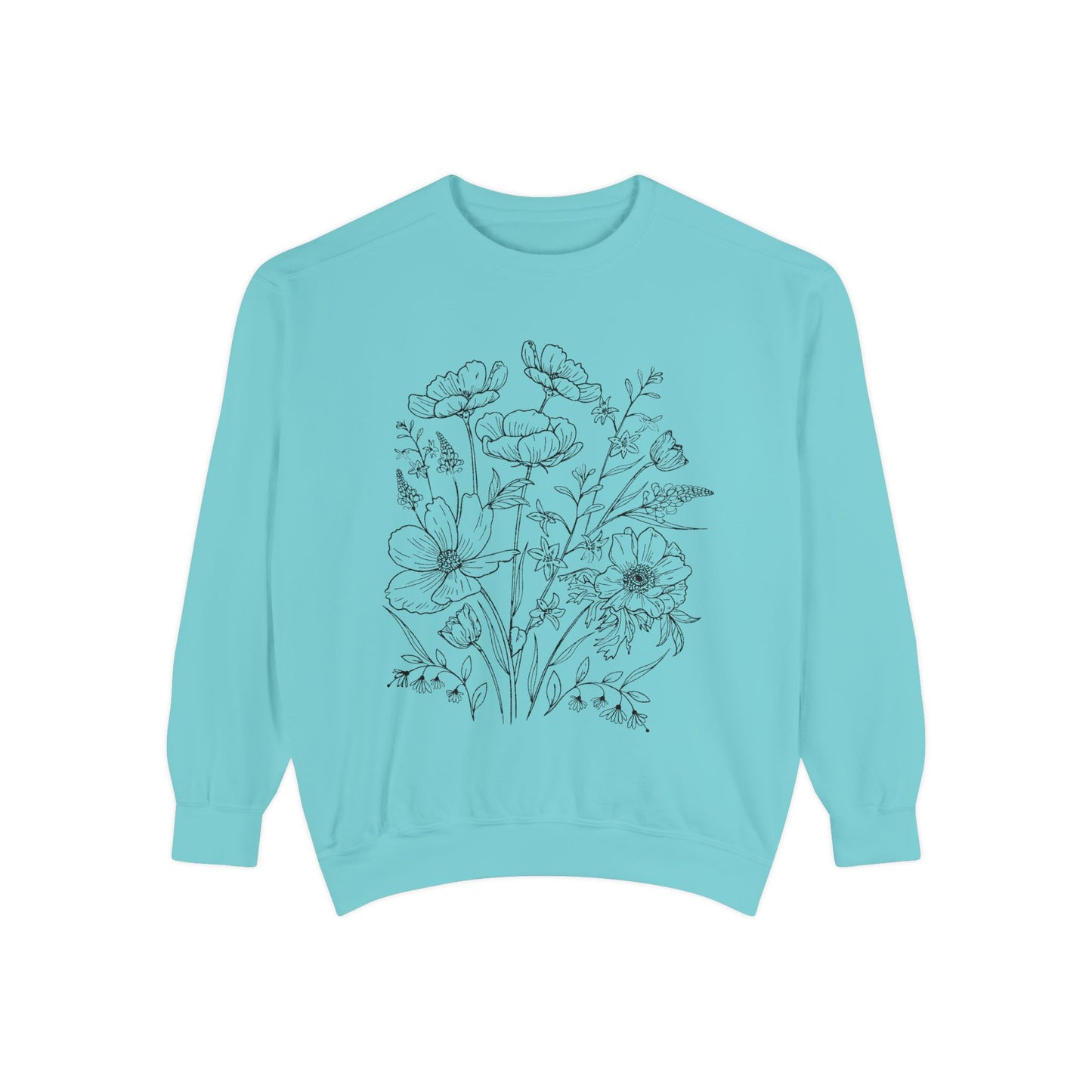 Wildflowers Outline Garment-Dyed Sweatshirt