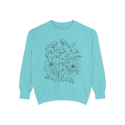Wildflowers Outline Garment-Dyed Sweatshirt