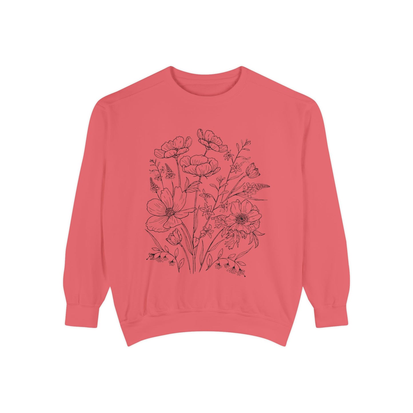 Wildflowers Outline Garment-Dyed Sweatshirt