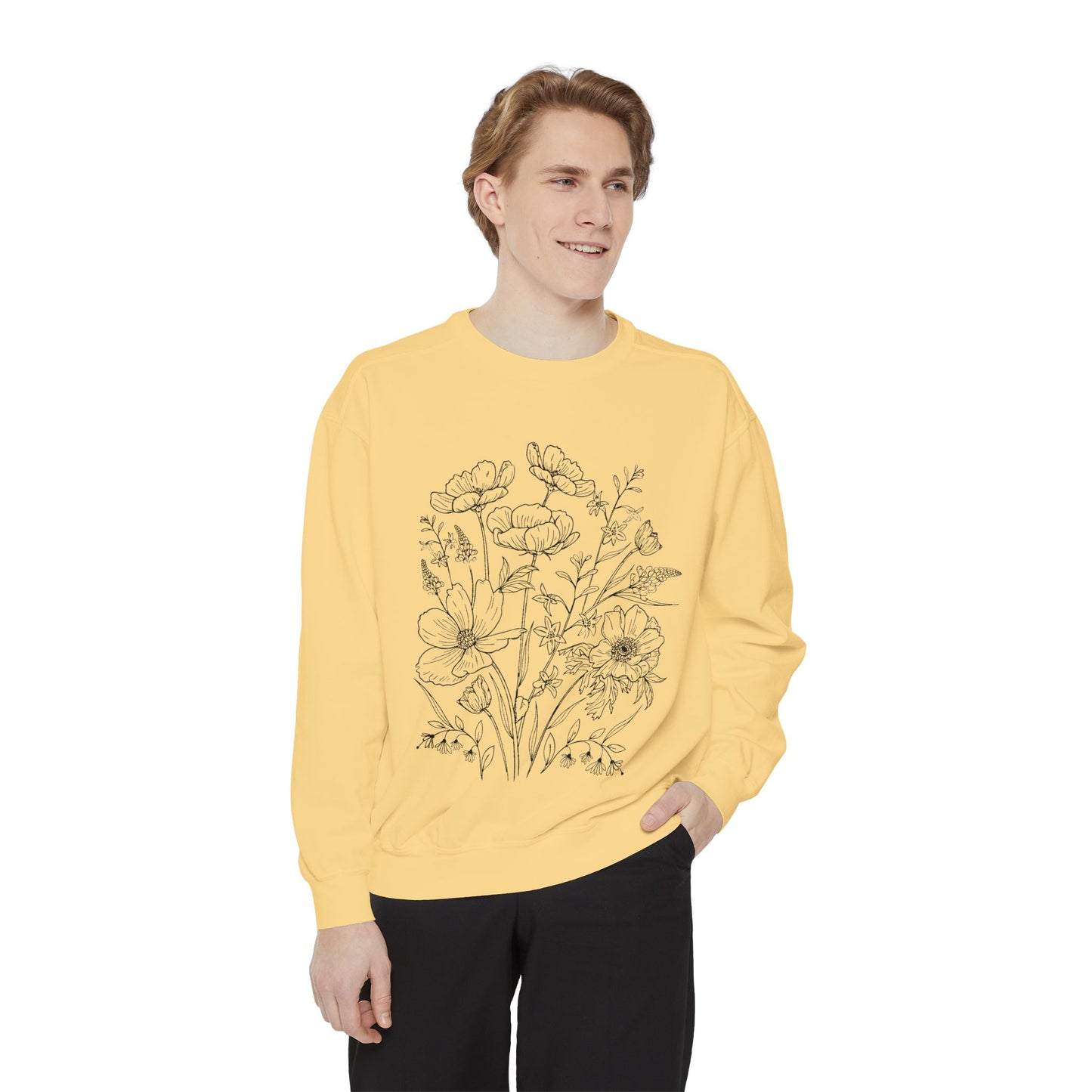 Wildflowers Outline Garment-Dyed Sweatshirt