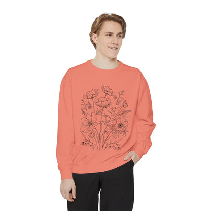 Wildflowers Outline Garment-Dyed Sweatshirt