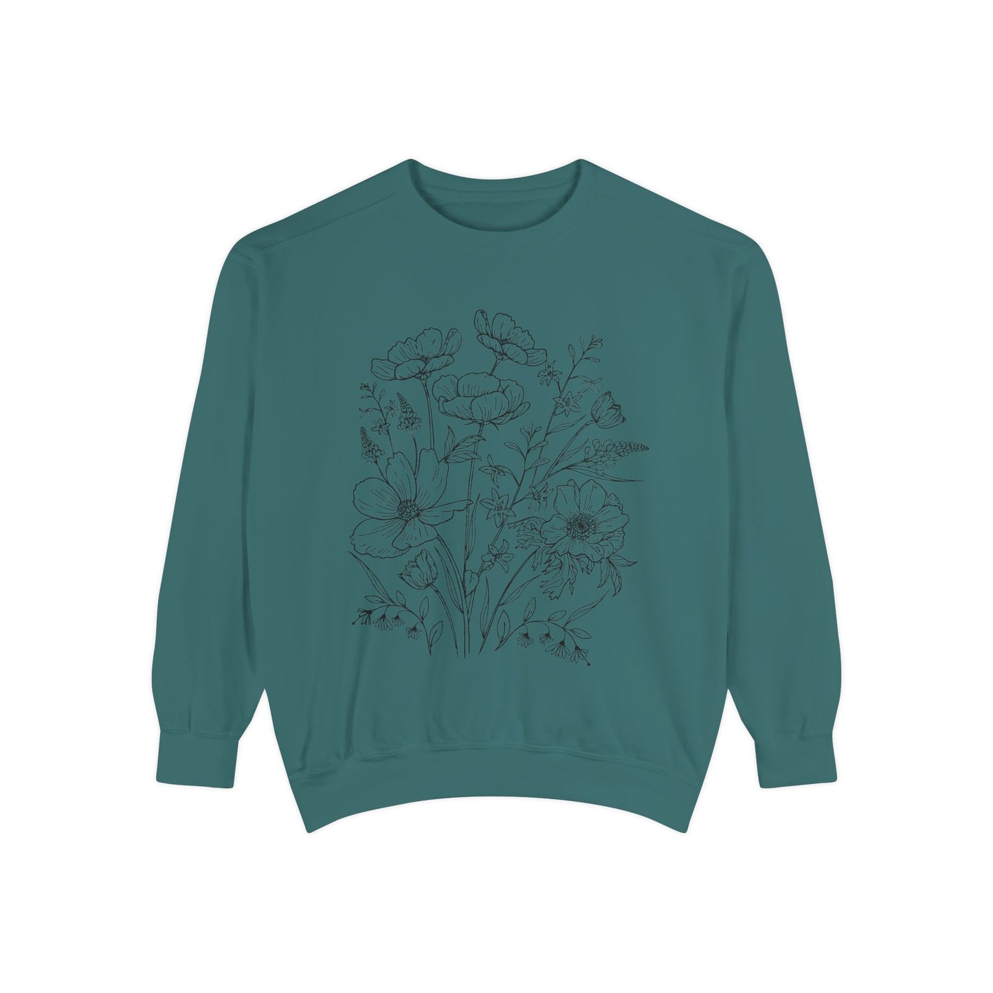 Wildflowers Outline Garment-Dyed Sweatshirt