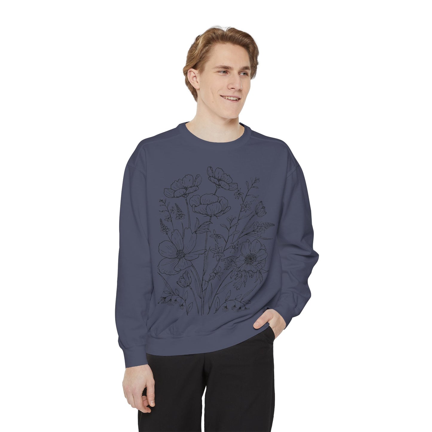Wildflowers Outline Garment-Dyed Sweatshirt