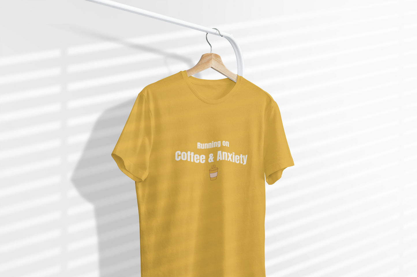 Running on Coffee & Anxiety Shirt – Funny Anxiety Tee, Coffee Lover Shirt, Mental Health Humor T-Shirt