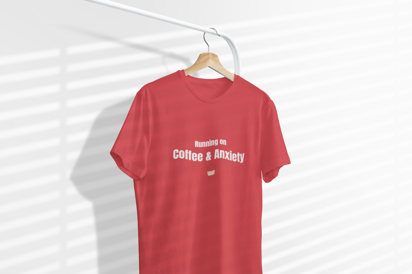 Running on Coffee & Anxiety Shirt – Funny Anxiety Tee, Coffee Lover Shirt, Mental Health Humor T-Shirt