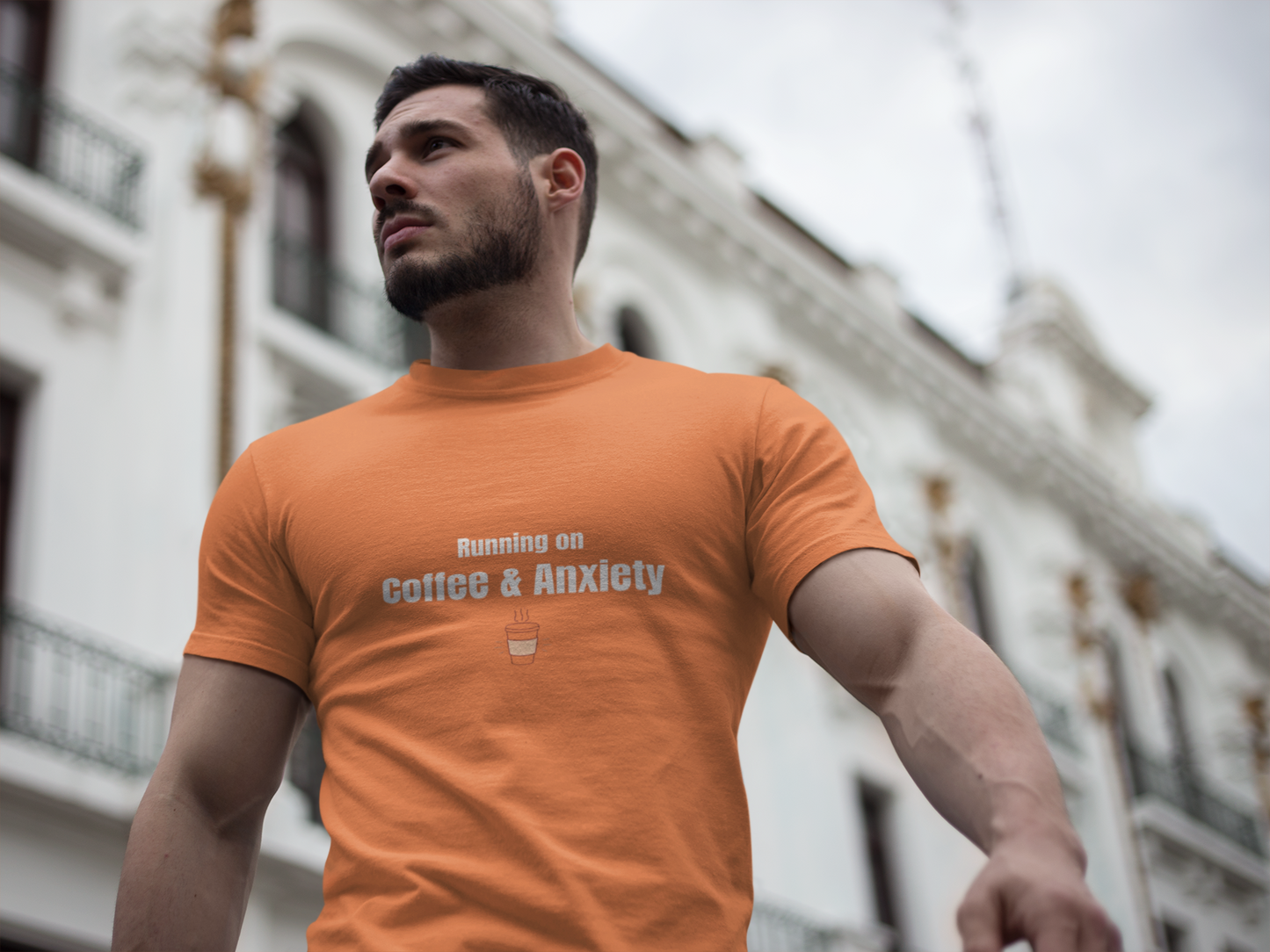 Running on Coffee & Anxiety Shirt – Funny Anxiety Tee, Coffee Lover Shirt, Mental Health Humor T-Shirt