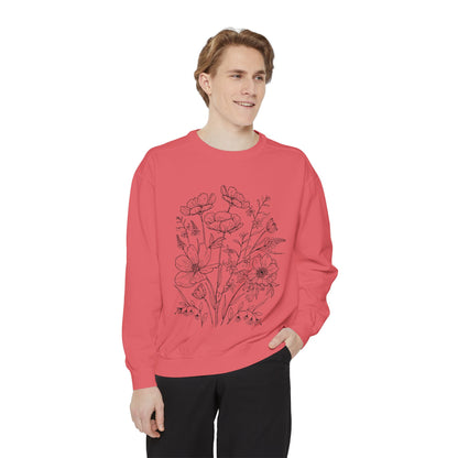 Wildflowers Outline Garment-Dyed Sweatshirt