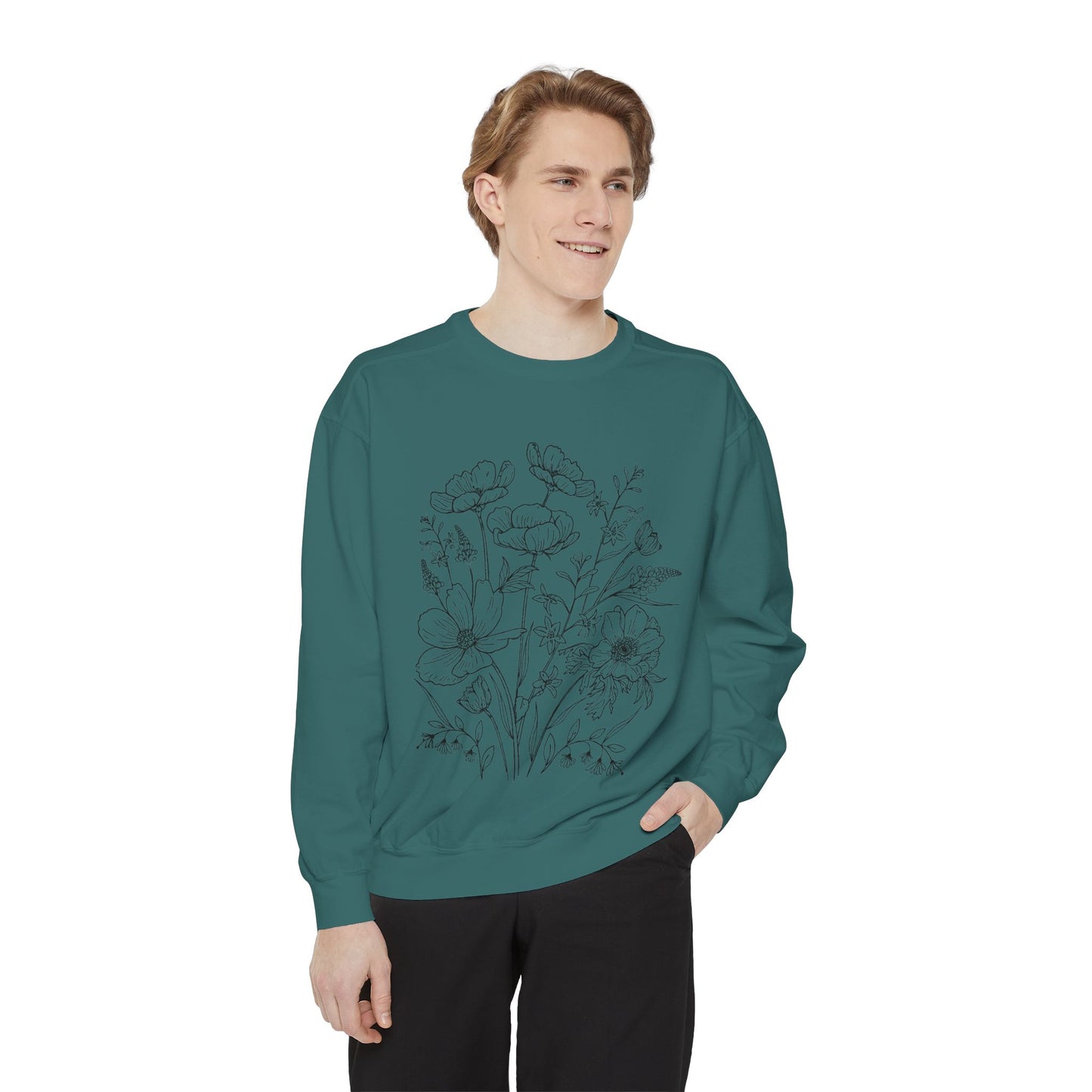 Wildflowers Outline Garment-Dyed Sweatshirt