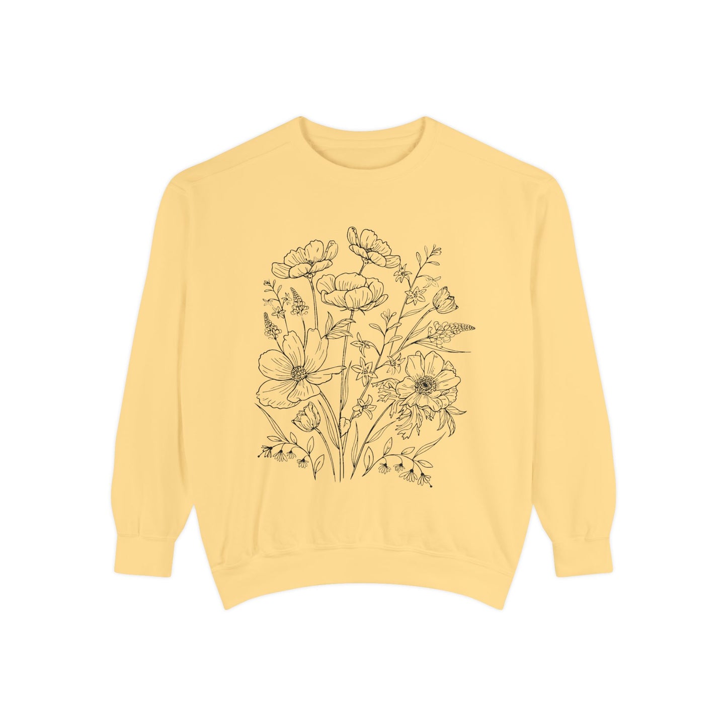 Wildflowers Outline Garment-Dyed Sweatshirt