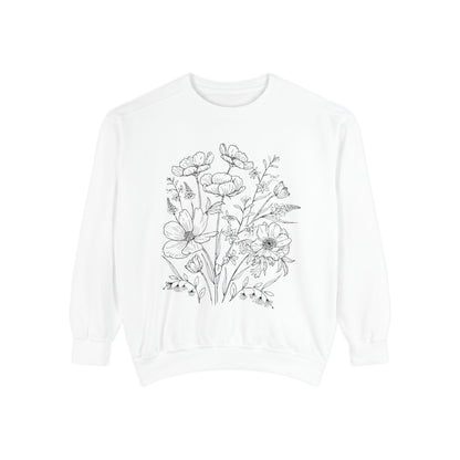 Wildflowers Outline Garment-Dyed Sweatshirt